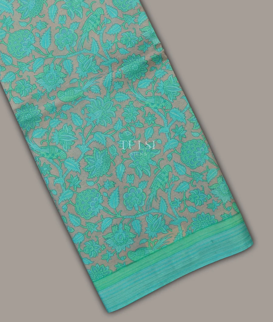 Grey Printed Silk Saree T685892-image