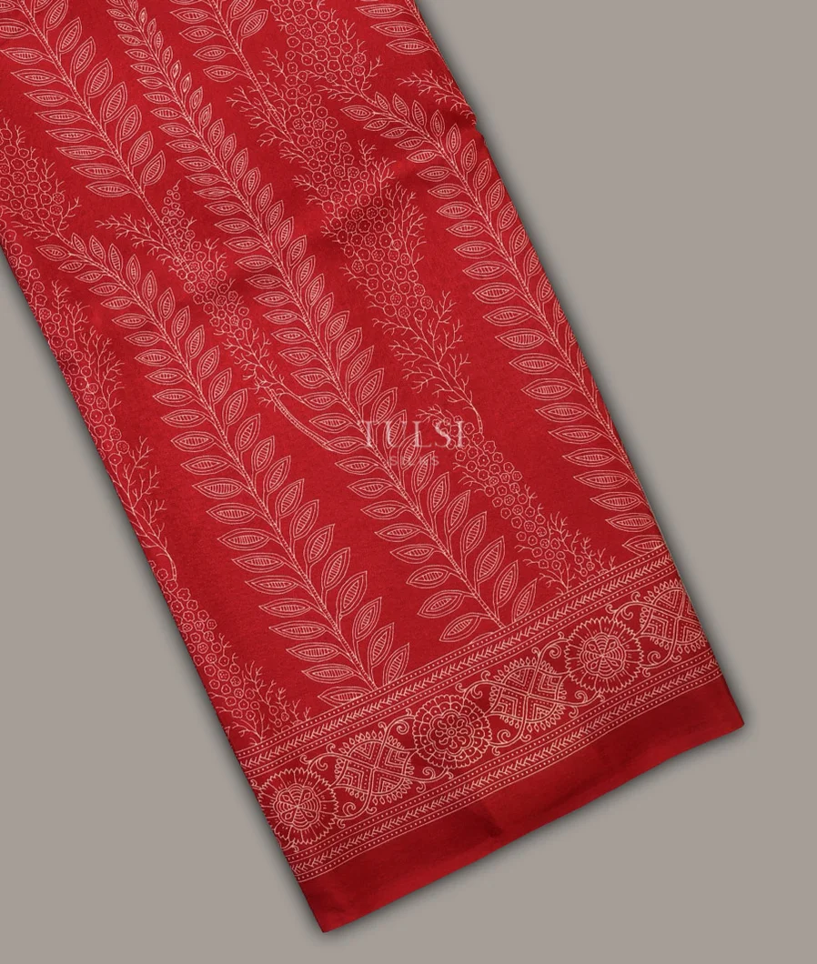 Red Printed Silk Saree T685886-image