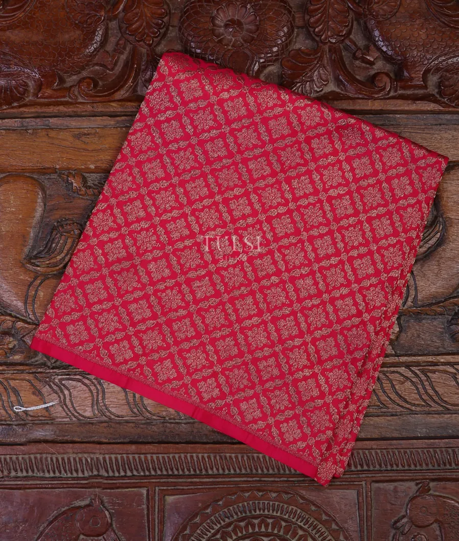 Pinkish Red Banaras Silk Blouse T595691-1-image