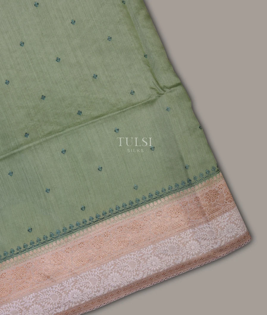 Green Tussar Embroidery Saree T685843-image