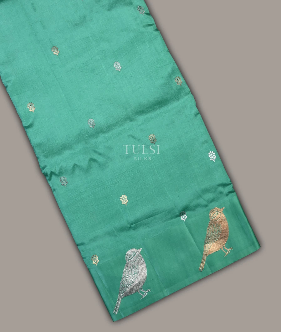 Bluish Green Banaras Silk Saree T678128-1-image