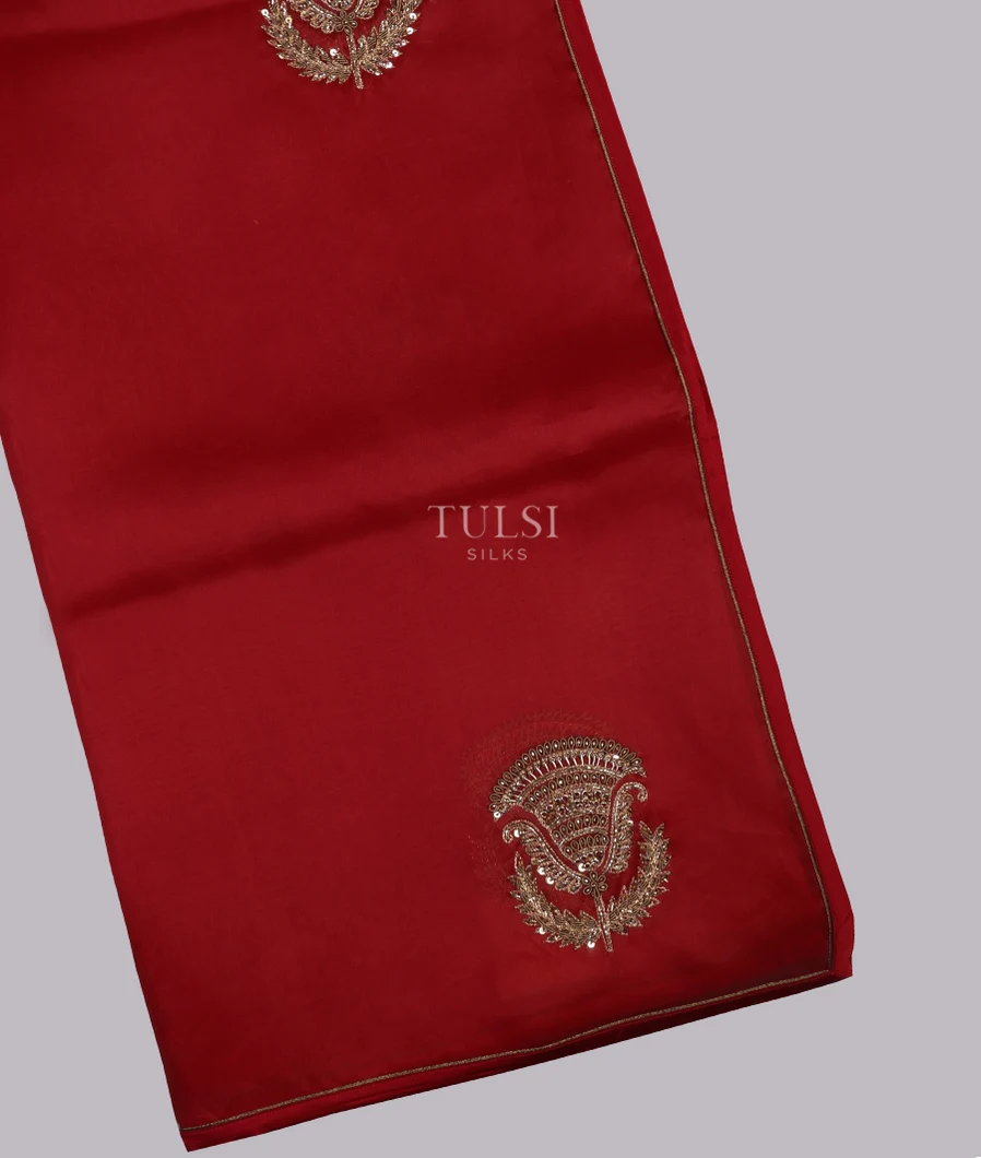 Red Kora Organza Embroidery Saree T681448-image