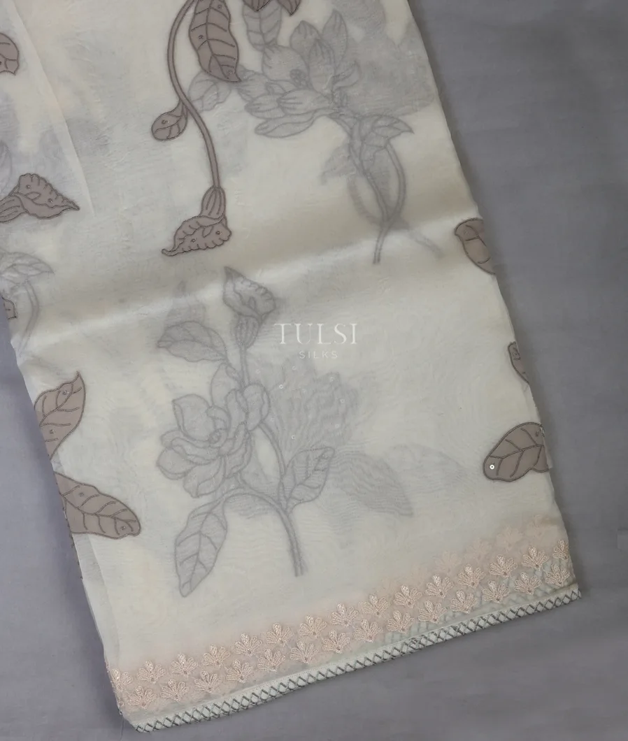 Off-White Kora Organza Printed Saree T687052-image