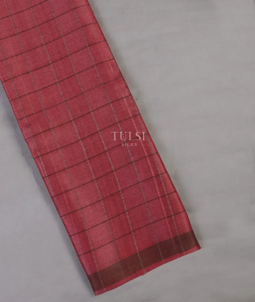 Dark Pink Woven Tussar Saree T672611-image