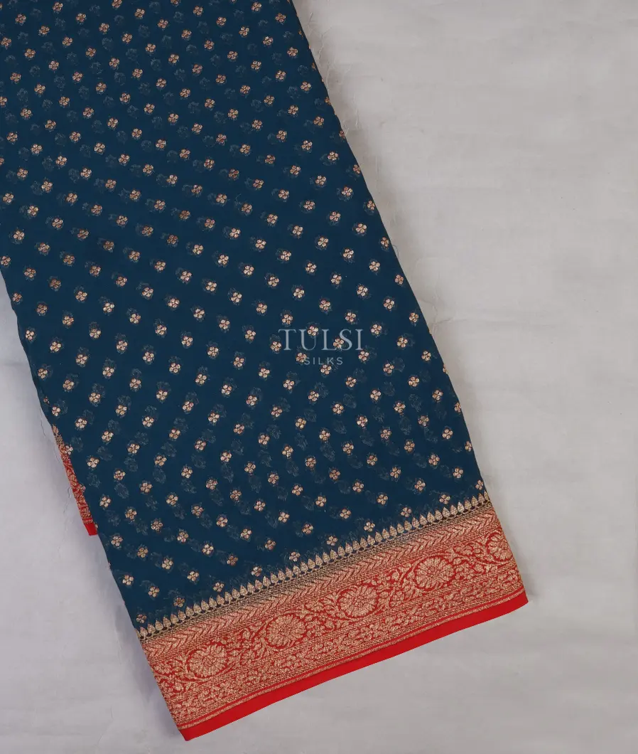Blue Banaras Georgette Silk Saree T654182-image