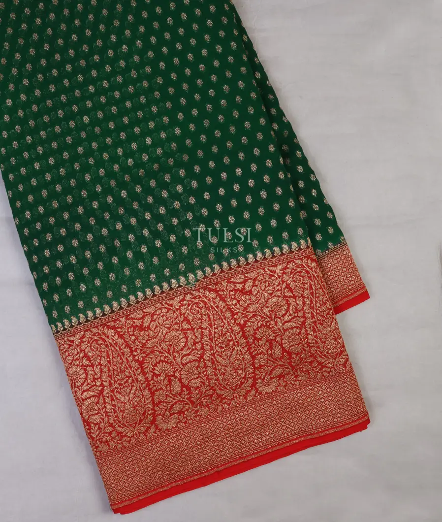 Green Banaras Georgette Silk Saree T600529-1-image