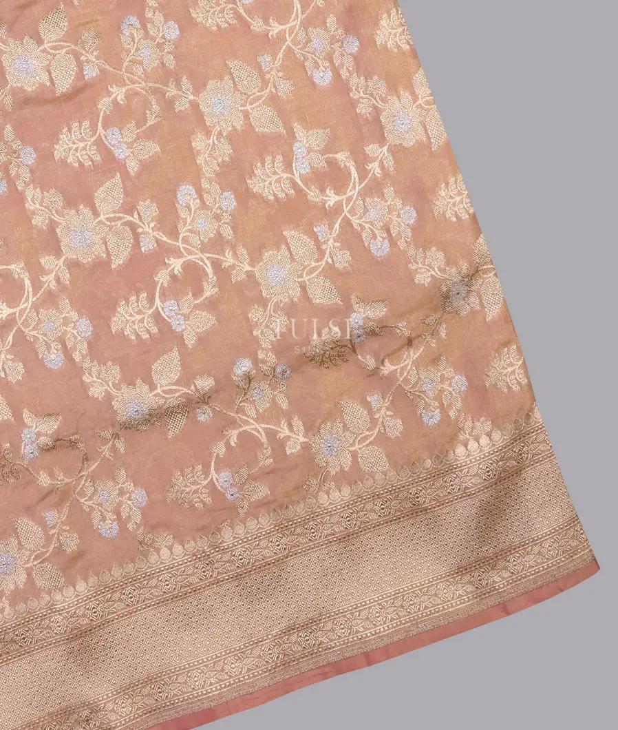Peach Banaras Tissue Silk Saree T685105-image