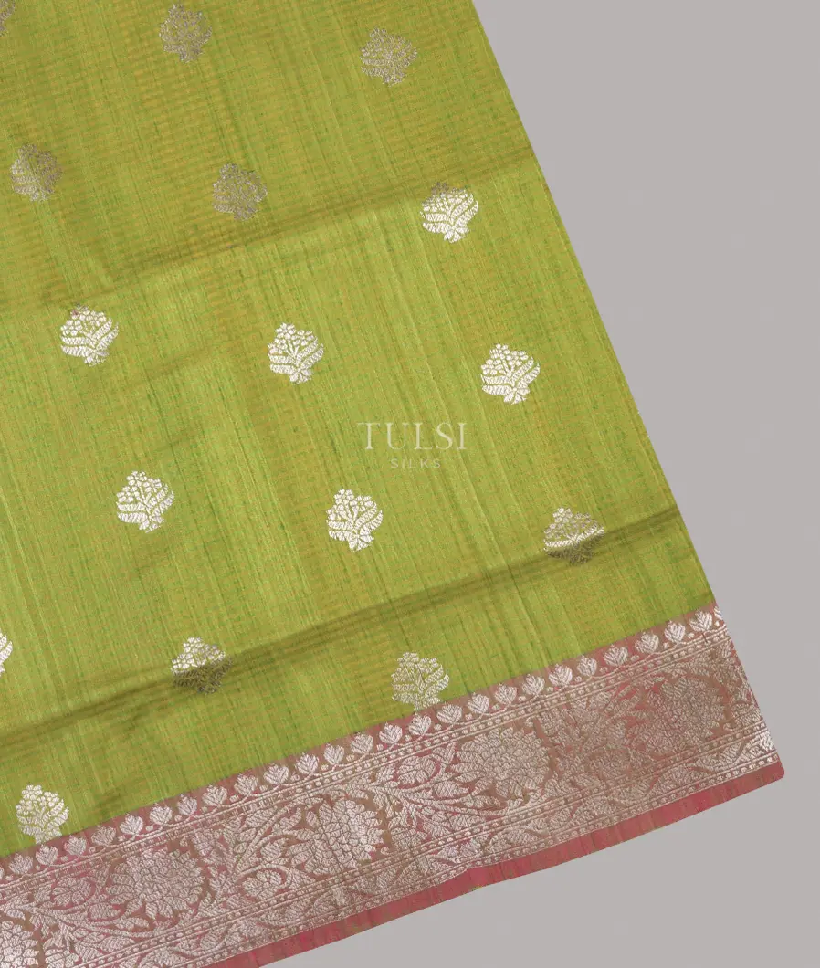 Yellowish Green Banaras Tussar Saree T685098-image