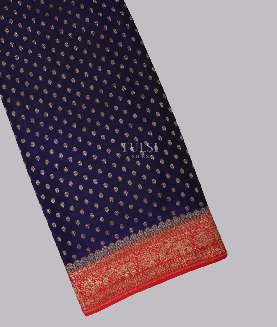 Blue Banaras Crepe Silk Saree T684258-image
