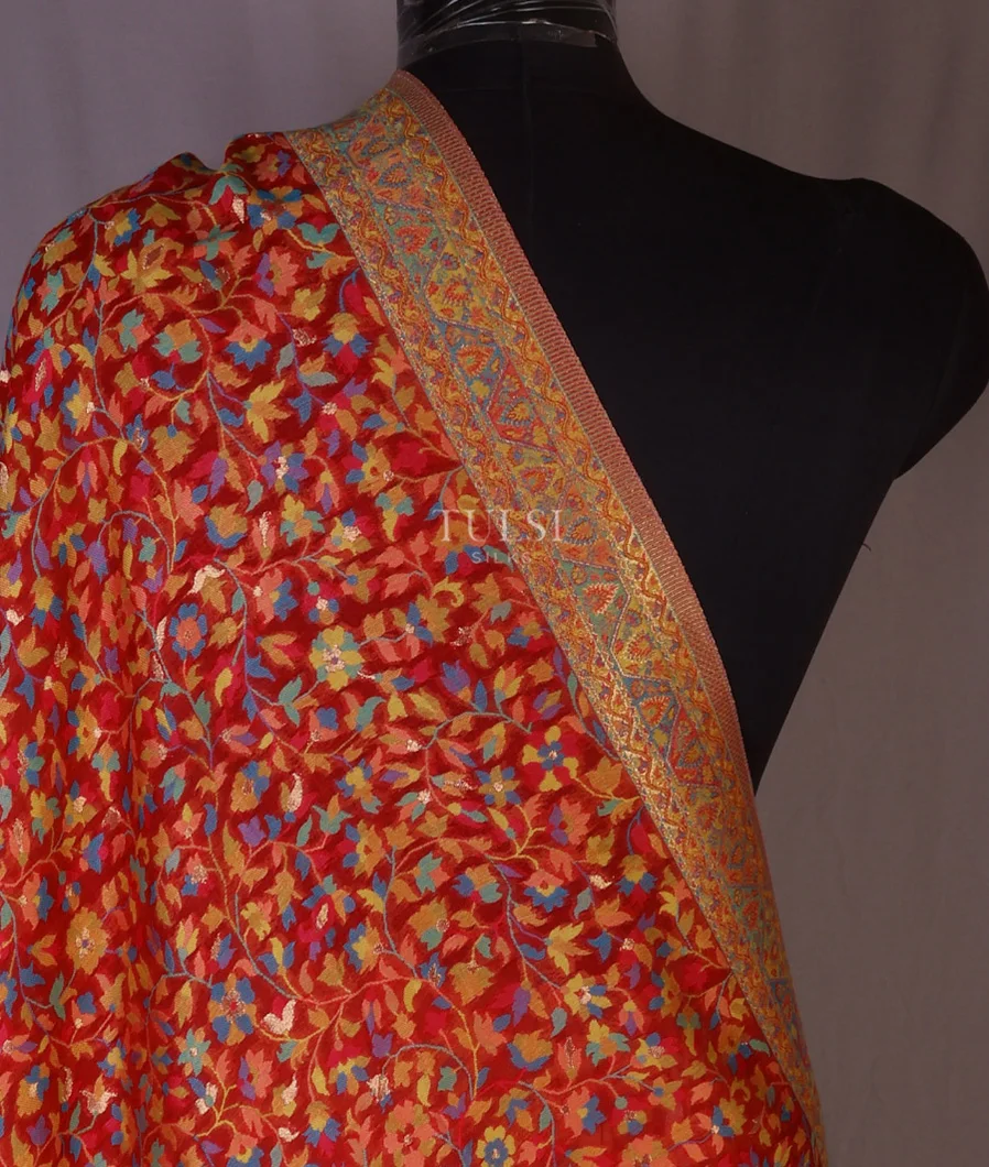 Red Kashmir Kani Silk Dupatta T662133-image