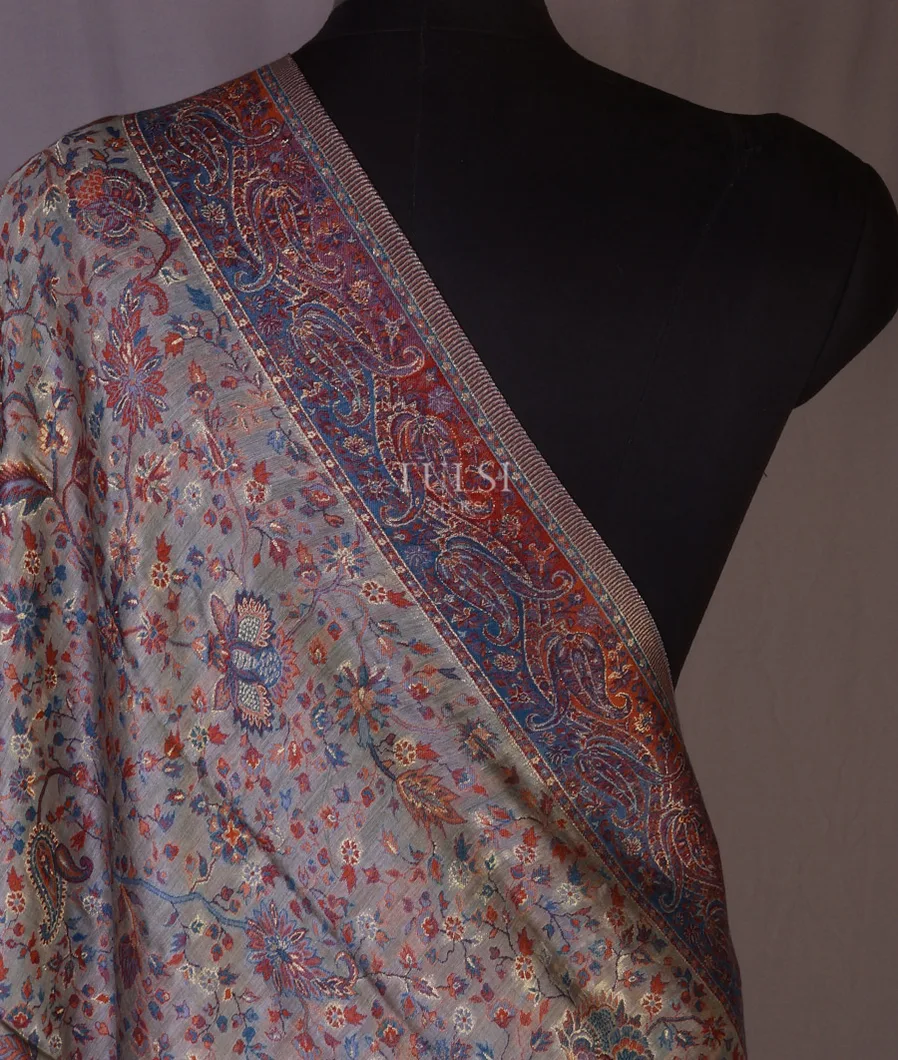 Grey Kashmir Kani Silk Dupatta T662126-image