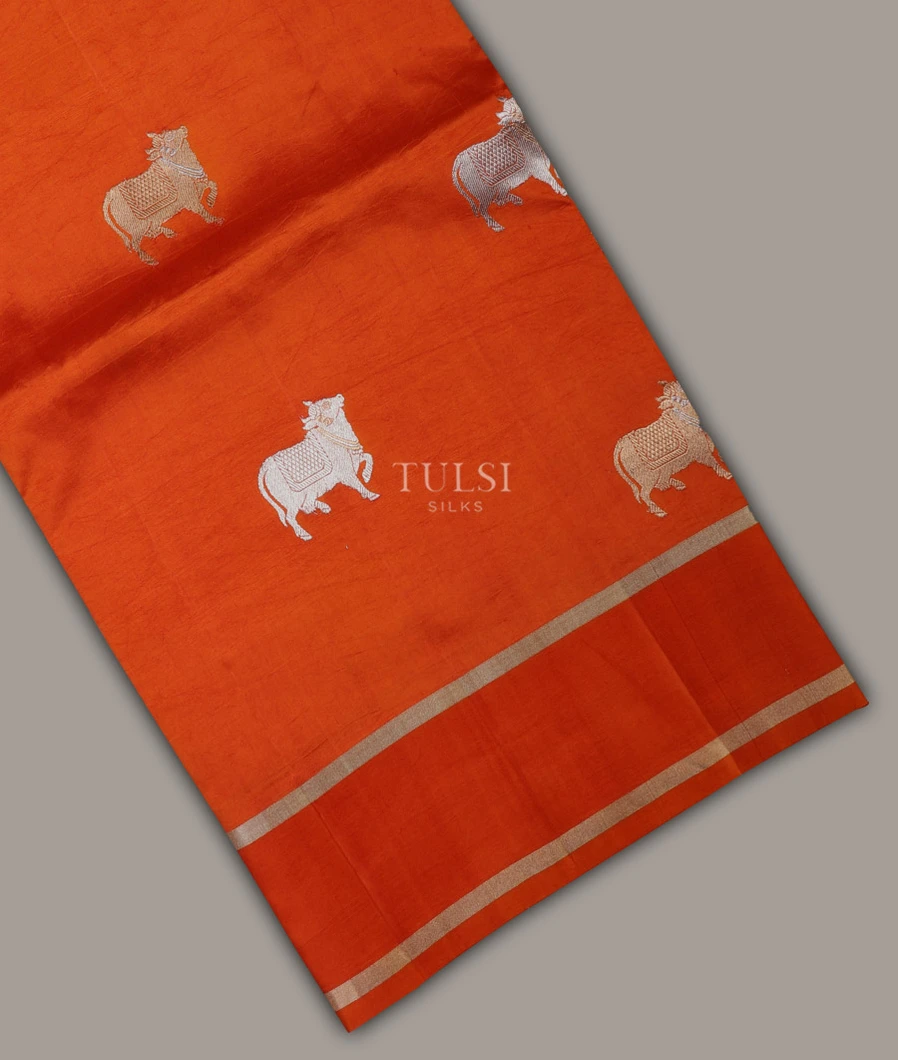 Orange Banaras Silk Saree T689789-image