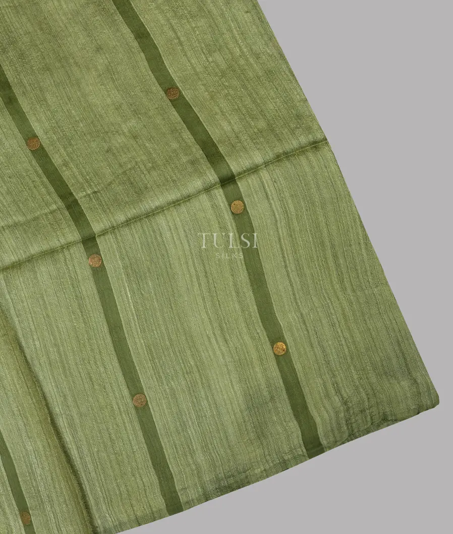 Green Handwoven Tussar Saree T690349-image