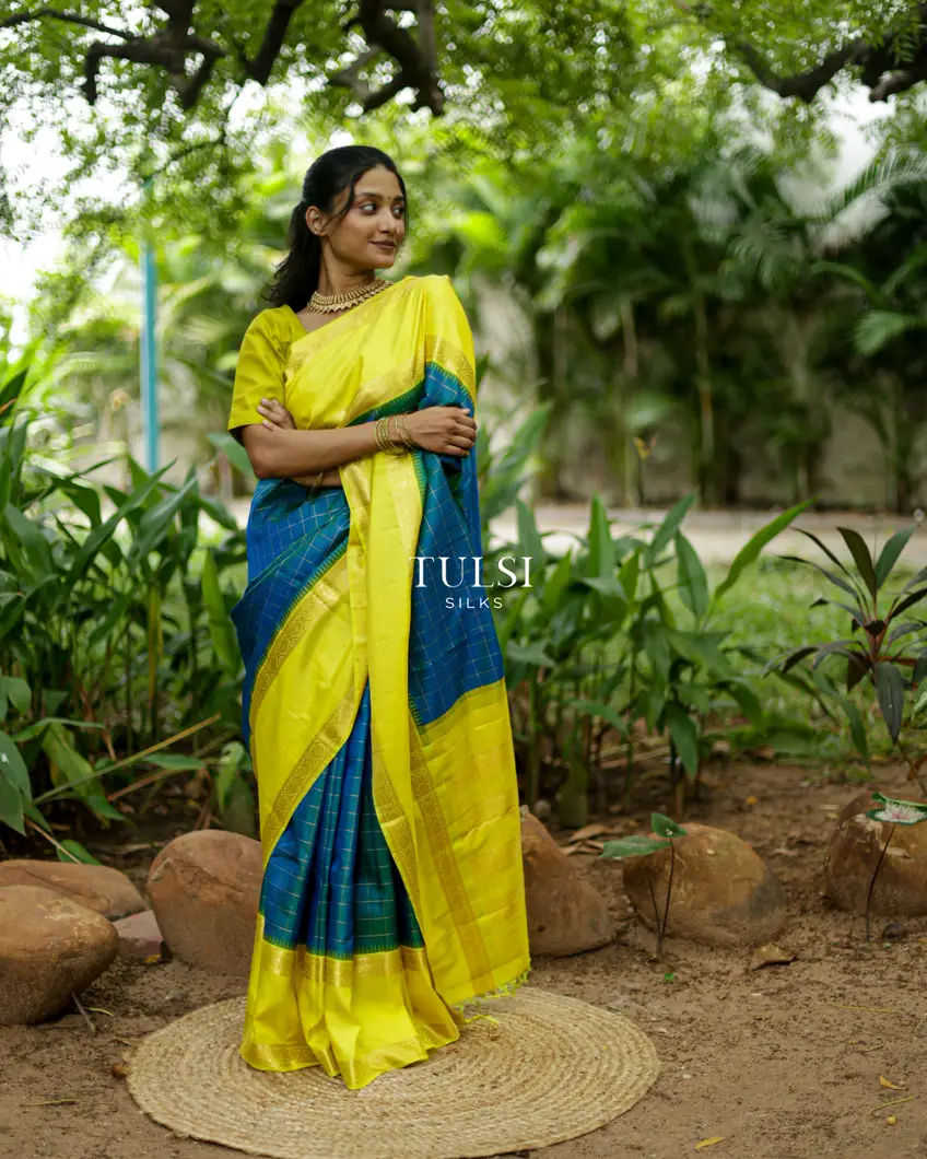 Peacock Blue Kanjivaram Silk Saree T682883-image