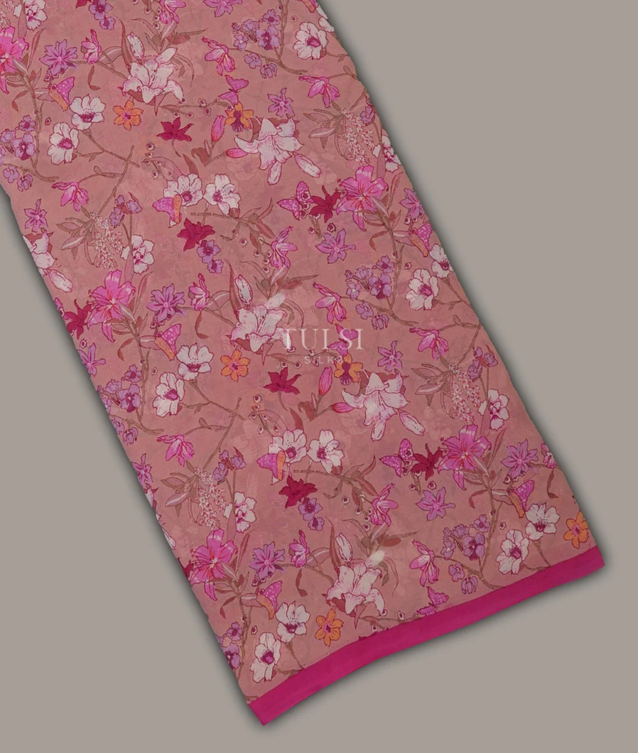 Dusty Pink Georgette Silk Saree T689873-image