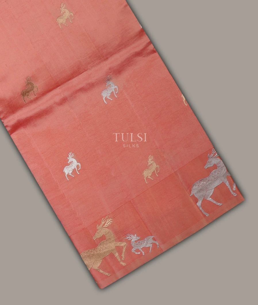 Peach Banaras Silk Saree T689676-image