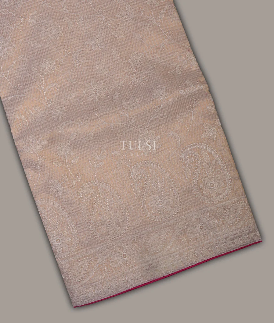 Beige Silk Kota Embroidery Saree T690011-image