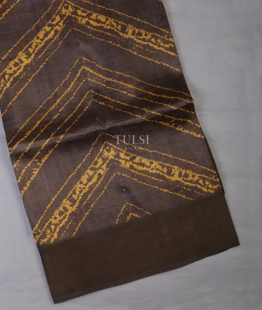 Brown Tussar Printed Saree T690102-image