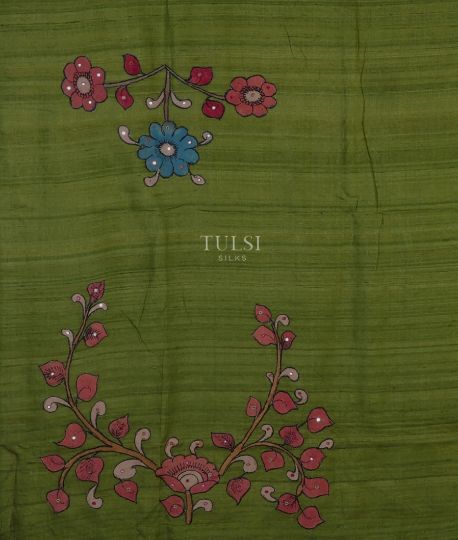 green-kanjivaram-kalamkari-patchwork-saree-t691373-t691373-c