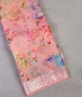 Pink Kora Organza Printed Saree T530293-image