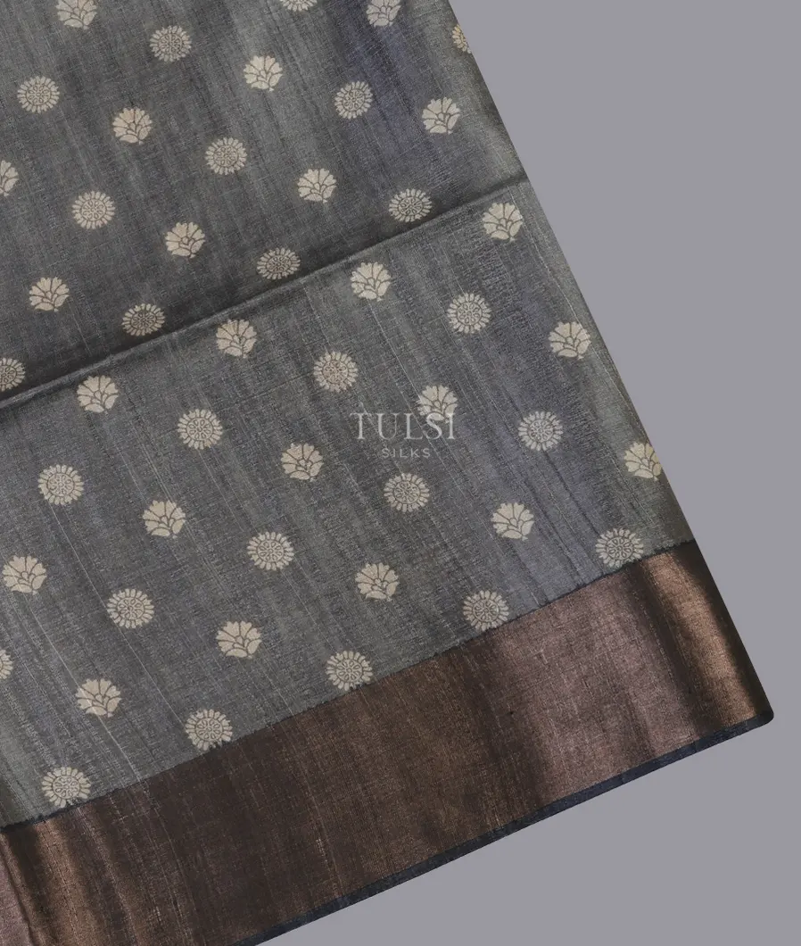 Grey Tussar Printed Saree T689329-image