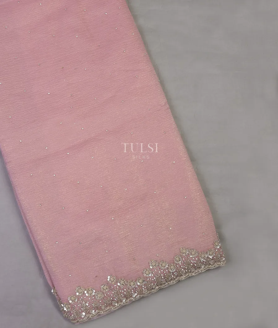 Pink Chiffon Embroidery Silk Saree T691348-image