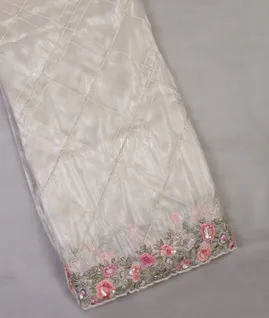 Light Grey Kora Tissue Organza Embroidery Saree T691361-image