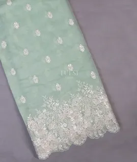 Blue Kora Organza Embroidery Saree T691332-image