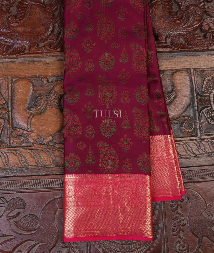 Burgundy Soft Silk Saree T667667-1-image