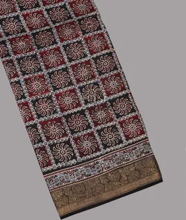Black Ajrakh Printed Modal Silk Saree T691737-image
