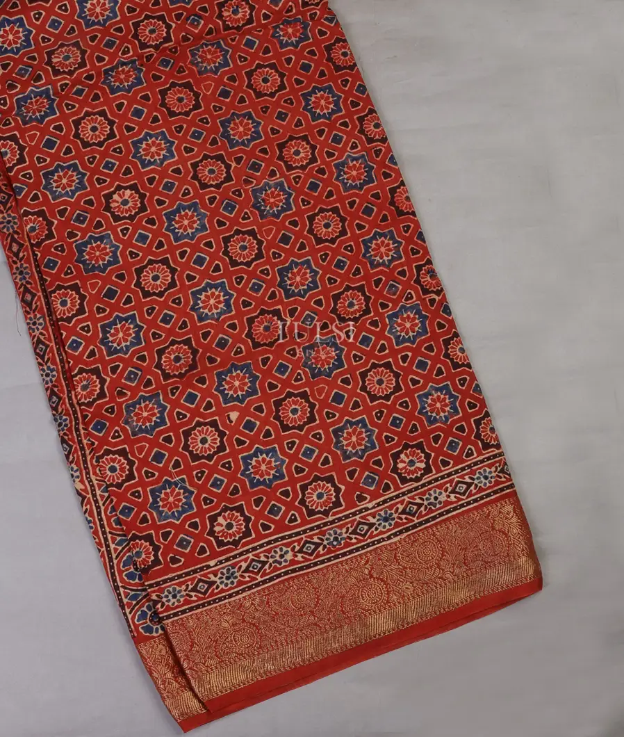Rust Ajrakh Printed Modal Silk Saree T691739-image