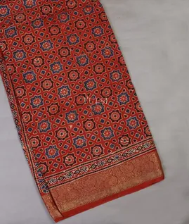 Rust Ajrakh Printed Modal Silk Saree T691739-image