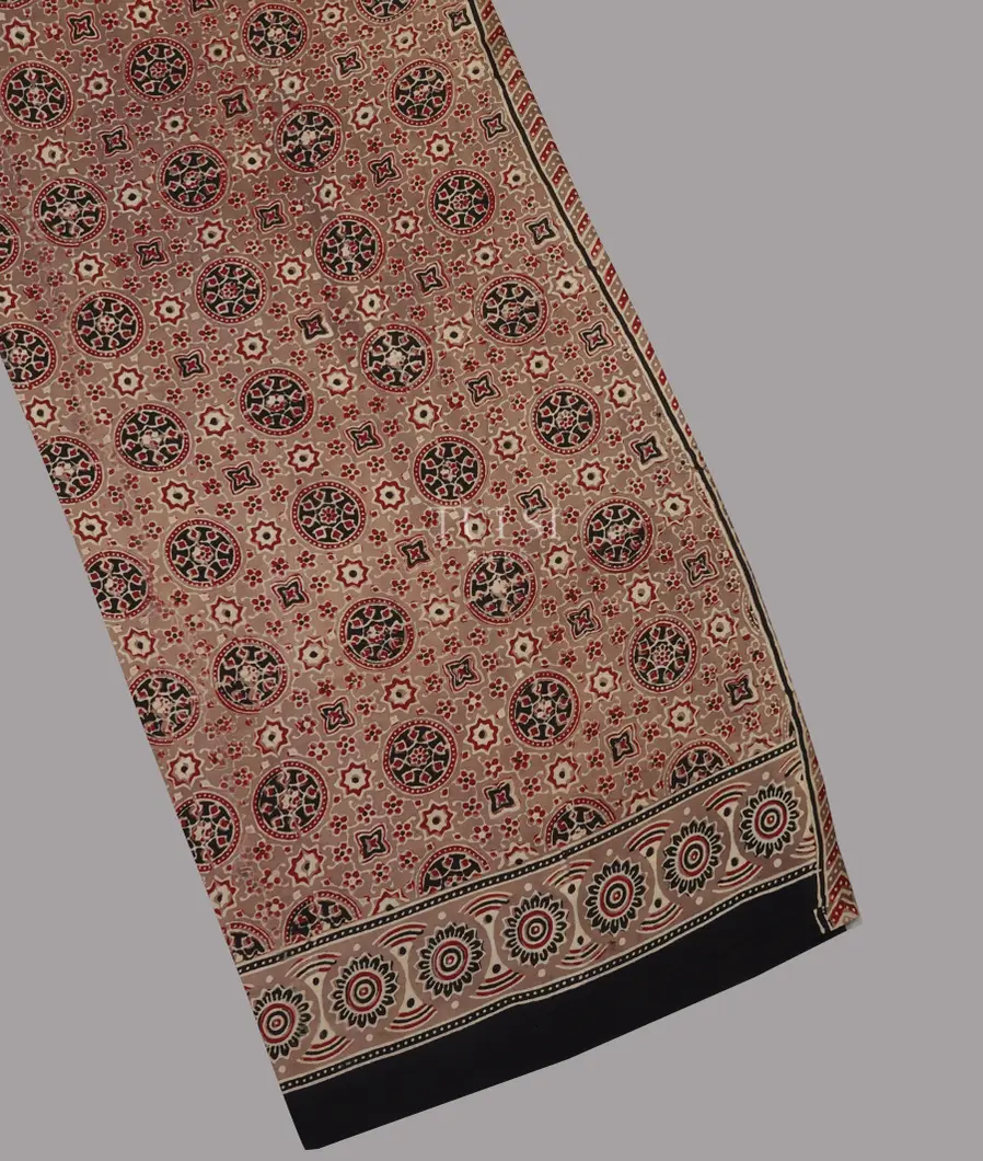 Multicolour Ajrakh Printed Modal Silk Saree T691735-image