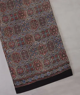 Multicolour Ajrakh Printed Modal Silk Saree T691727-image