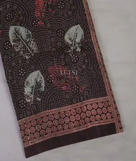 Deep Brown Tussar Ajrakh Printed Saree T560060-image