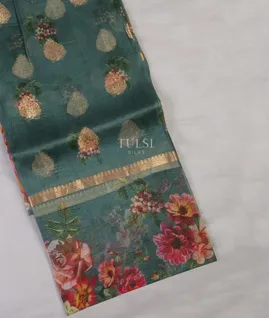 Greyish Blue Kora Organza Printed Saree T574211-image