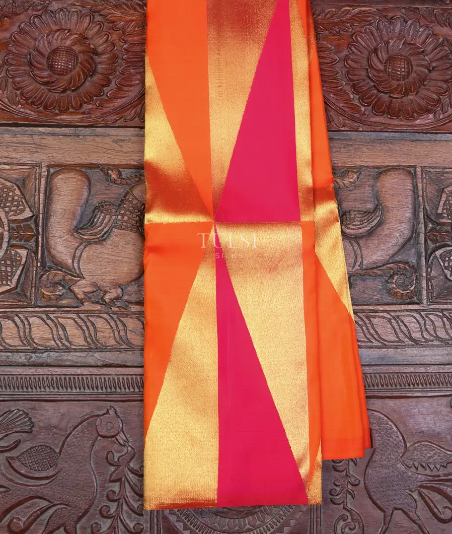 Pink and Orange Kanjivaram Silk Saree T681239-image