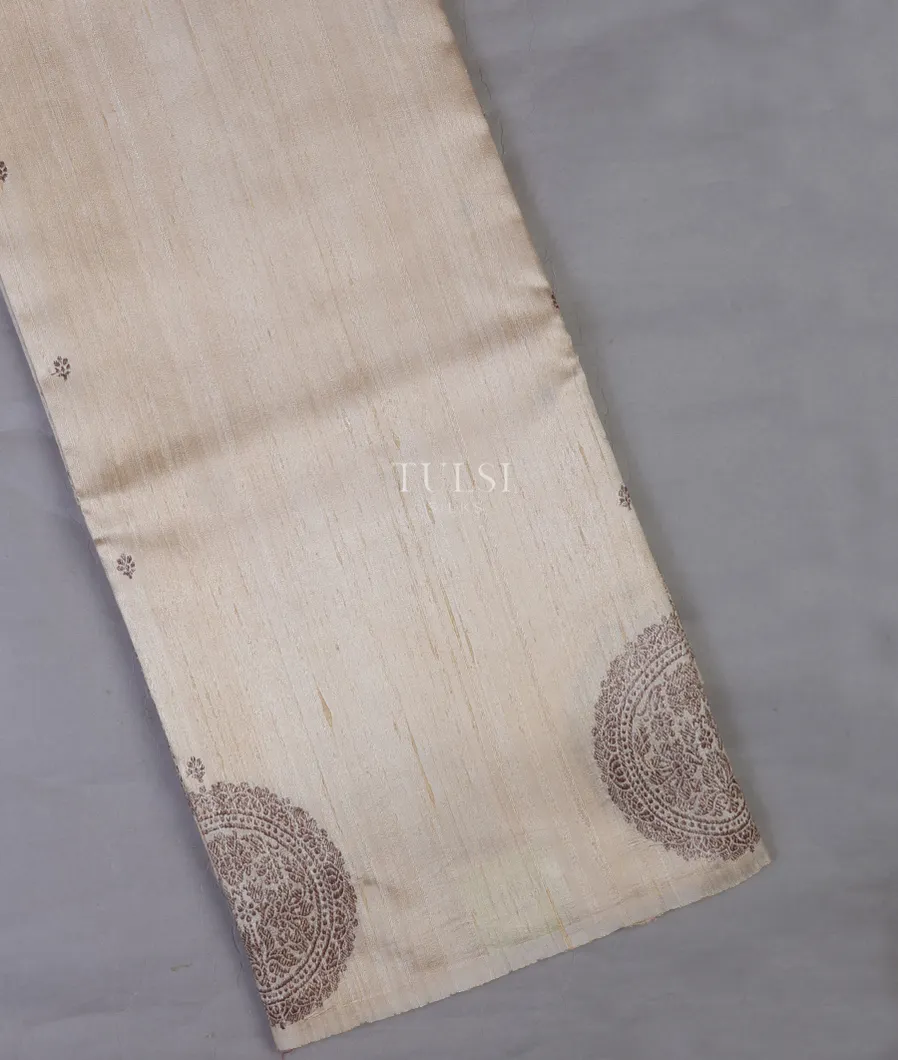 Off-White Banaras Tussar Saree T684223-image