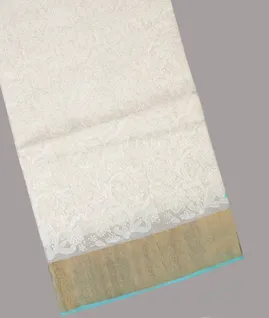 White Silk Kota Embroidery Saree T691750-image