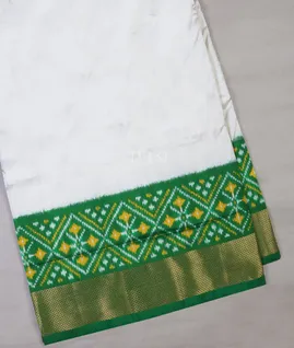 White Ikat Silk Saree T689259-image