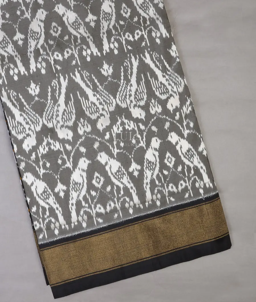 Grey Ikat Silk Saree T689253-image