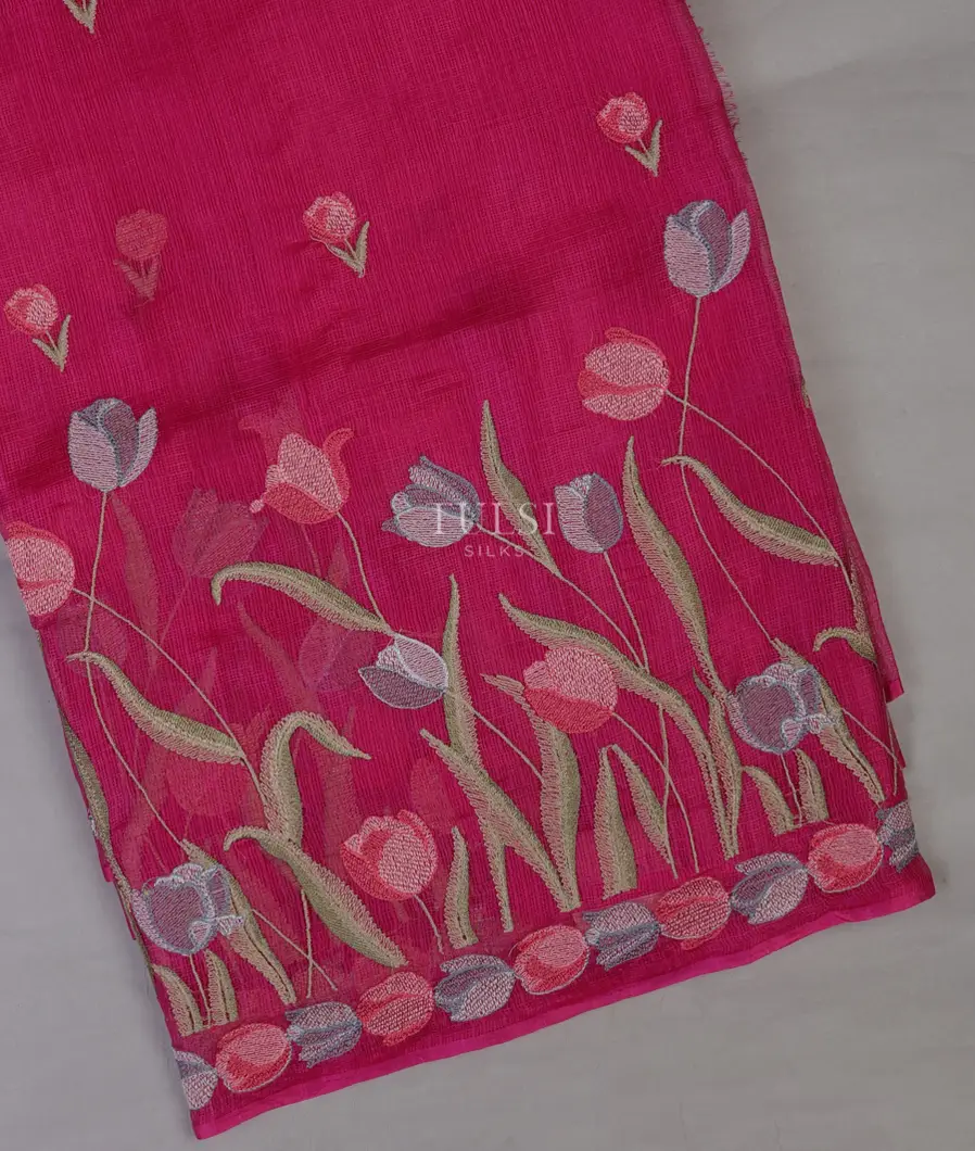 Pink Silk Kota Embroidery Saree T677680-image