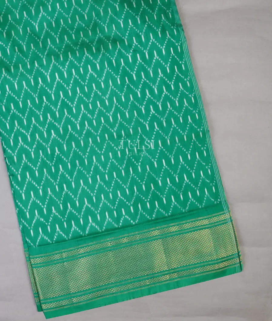 Bluish Green Green Ikat Silk Saree T689256-image