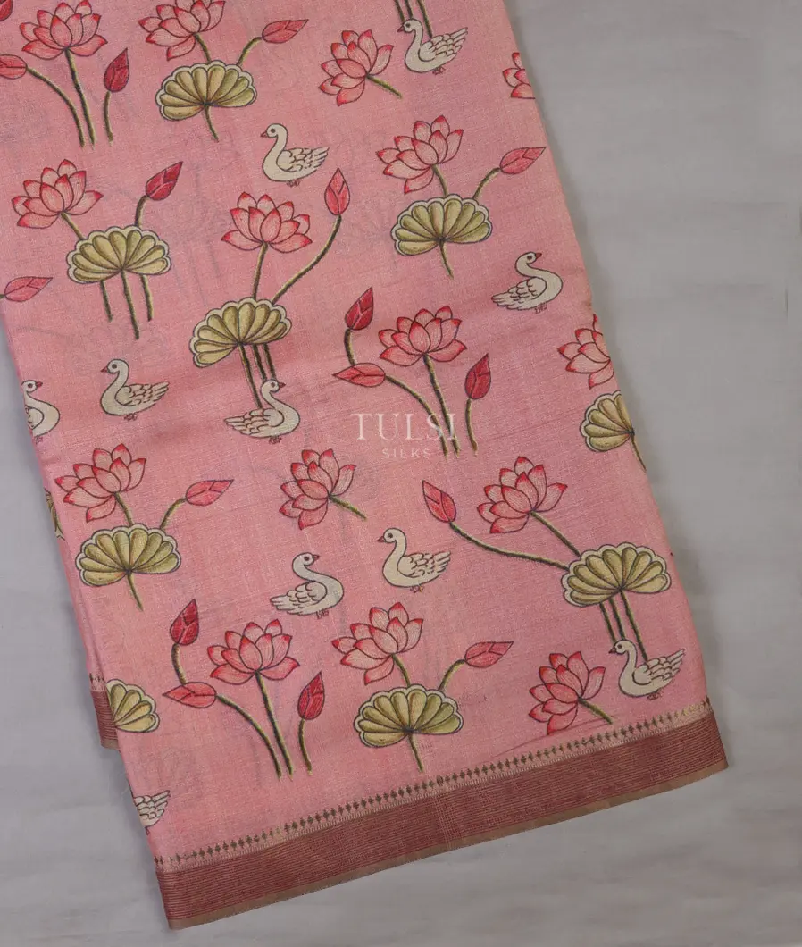 Pink Tussar Printed Saree T690113-image