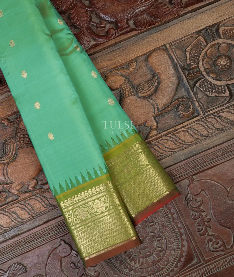 Greenish Blue Gadwal Silk Saree T692080-image