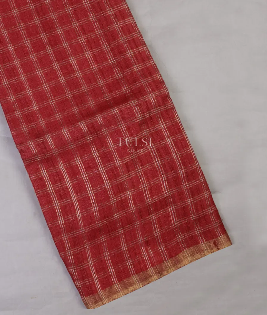 Red Woven Tussar Saree T624366-image
