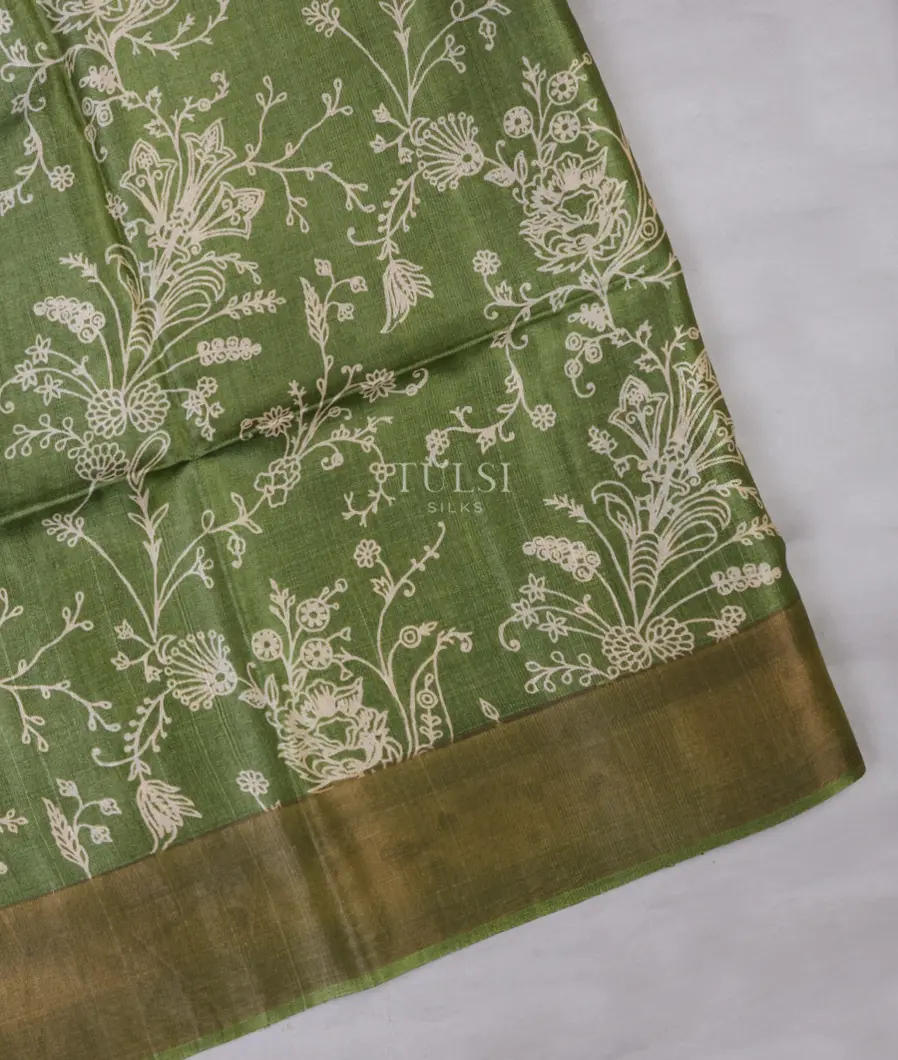 Green Tussar Printed Saree T689347-image