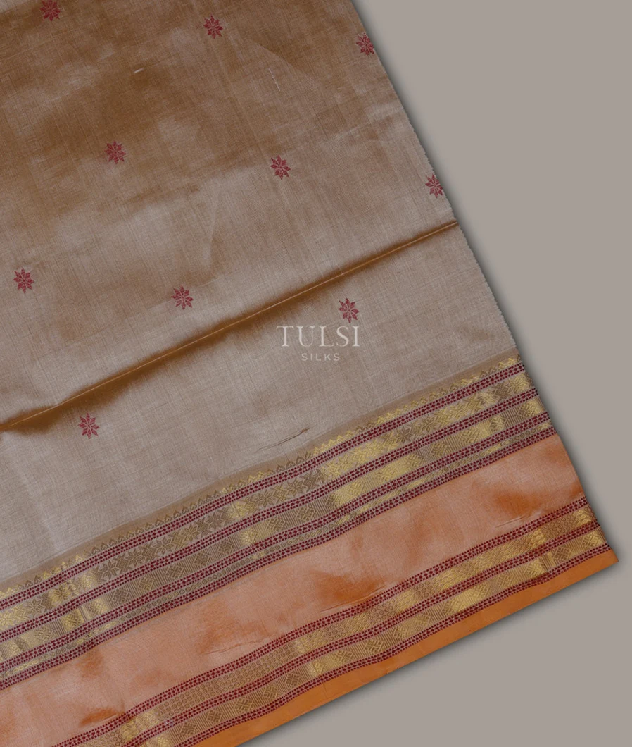 Beige Silk Cotton Saree T691629-image