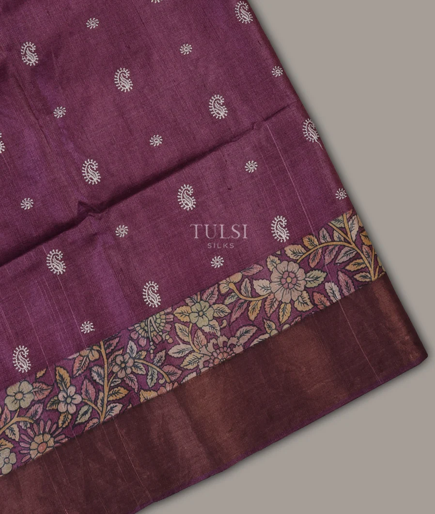 Purple Tussar Printed Saree T683359-image