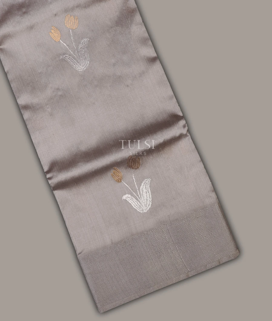 Grey Chanderi Silk Saree T688182-image